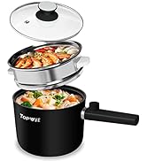 Topwit Hot Pot Electric with Steamer, 1.5L Ramen Cooker, Non-Stick Frying Pan, Electric Pot for P...