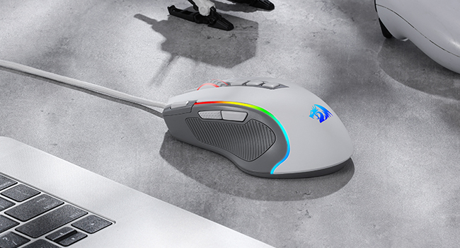 Redragon M612 white wired mouse with ergonomic grip for laptop gaming improves steady comfort