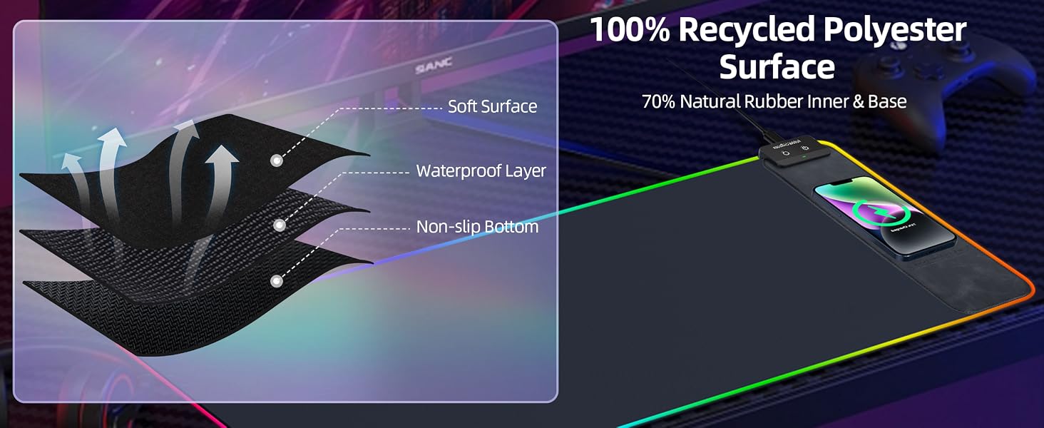 RGB Gaming Mouse Pad With Wireless Charging