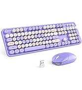 MOFII Wireless Keyboard and Mouse Combo,2.4GHz Retro Full-Size Keyboard with Number Pad and Cute ...