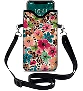 otilil Neoprene Cell Phone Sleeve Pouch Case Bag with Crossbody Strap Neck Lanyard for Women 7.1 ...