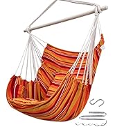 ADVOKAIR Hammock Chair Hanging Chair Swing Large Indoor with Anti-Slip Steel Spread Bar and Pocke...