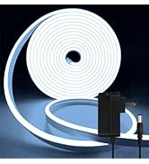 12V Neon Rope Light, 5M White Silicone LED Strip Lights, Waterproof Flexible Dimmable Neon Strip ...