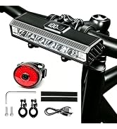 Super Bright Bike Lights for Night Riding 5000 Lumens, Dual-Row Bike Headlight, USB Rechargeable ...