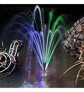 Yzert Pond Fountain Pump with 12 LED Lights, 32.8ft Power Cord Adapter 6W Outdoor Pool Fountains ...