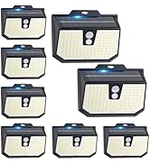 Brightever 8 Packs Solar Motion Sensor Lights Outdoor, Waterproof Solar Fence Lights with 3 Light...