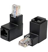 SinLoon 90 Degree RJ45 Ethernet LAN Adapter, Cat5e/Cat6 RJ45 Male to Female Ethernet Adapter (Up ...