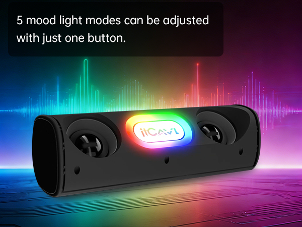 the rgb light of this speaker, it has 7 modes, can be ajusted by just one button