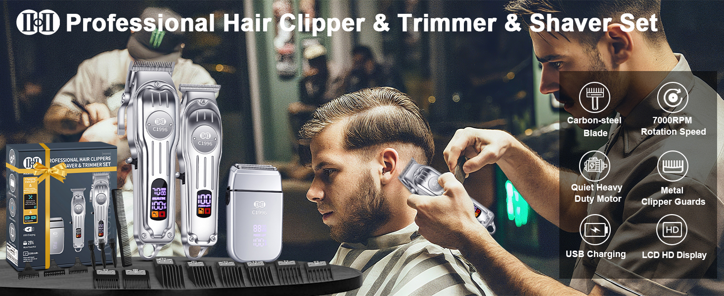 Mens Hair Clippers and Trimmers Set