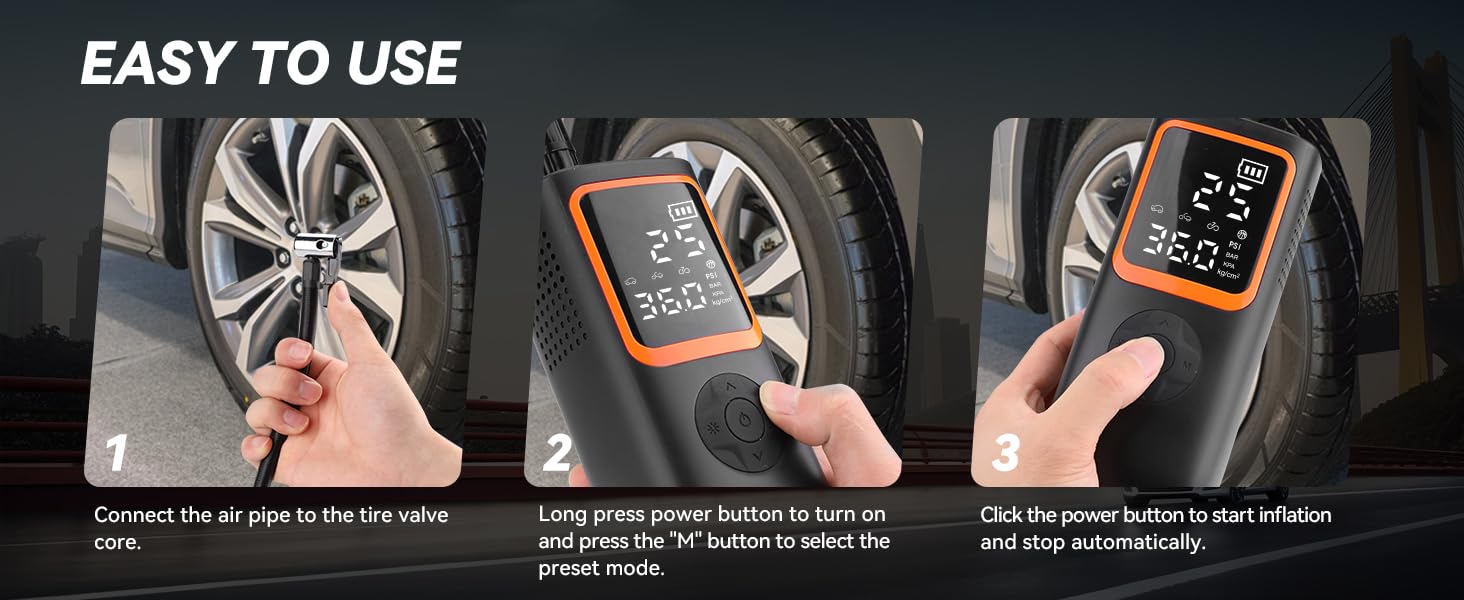 portable tire air compressor for car tire inflator portable air compressor