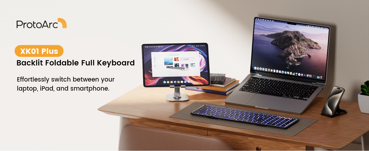 XK01 Plus Backlit Foldable keyboard