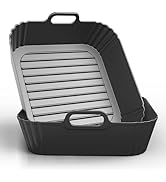 PINTAUR 9-Inch Square Silicone Liners for Large Air Fryer 2Pack, Silicone Pot Baking Accessories ...