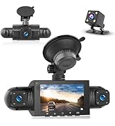 Hikity 4 Channel Dash Cam 360° View Front and Rear Inside, 3" 1080P Dash Camera for Cars Left Rig...