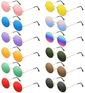 NEBURORA Round Hippie Sunglasses Metal Frame Colored Circle Glasses for Women Men 70s Retro Disco...
