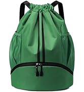 JELUTAR Drawstring Backpack Gym Bag with Shoes Compartment for Soccer, Basketball, Swim, Water-Re...