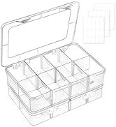 Mauproy 2 Pack 8 Grids Plastic Bead Organizer Boxes, Small Clear Storage Containers with Removabl...