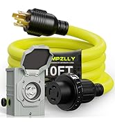 Campzlly 30 Amp Generator Cord 10FT and Power Inlet Box, NEMA L14-30P/L14-30R 125/250V Twist Lock...