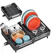 TOOLF Dish Drying Rack with Drainboard, Extendable Dish Rack for Kitchen Counter, Expandable Dish...