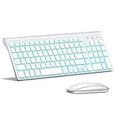 TopMate Wireless Gaming Keyboard and Mouse Ultra Slim Combo, 2.4G Silent Compact USB 2400DPI Mous...