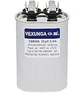 VEXUNGA 10uF 370/440VAC 50/60Hz CBB65 CBB65A Oval Run Start Capacitor 10 MFD 370V/440V Air Condit...