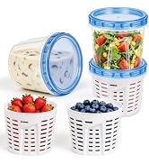 3 Pack 24oz Freezer Storage Containers, Fruit Storage Containers for Lunch | with Removable Colan...