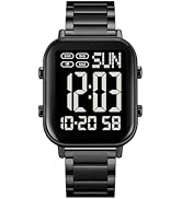 FANMIS Classic Unisex Digital Sports Watches Women's Men's Multifunctional Watch Stainless Steel ...