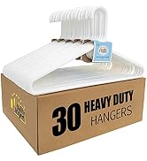 Quality White Hangers 30-Pack - Super Heavy Duty Plastic Clothes Hanger Multipack - Thick Strong ...