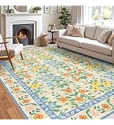 Othilic Rugs for Living Room 8x10 - Large Beige Washable Rug Soft Boho Floral Nursery Area Rug No...