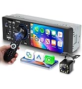 Single Din Car Stereo with CarPlay Android Auto, Touch Screen Car Audio Receiver with Bluetooth 1...