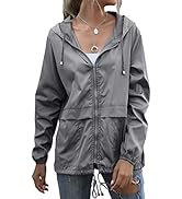 Muzeca Women's Waterproof Raincoat Lightweight Rain Jacket Hooded Windbreaker with Pockets for Ou...