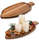 Youeon 2 Pcs Acacia Wood Serving Trays, 13