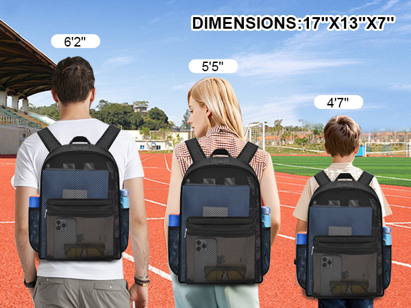  Mesh School Bags for Boys and Girls, See Through School Bags for Swimming, Fitness, Sports