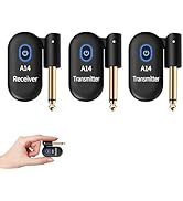 A14 Wireless Guitar System, 2.4GHz Rechargeable Transmitter Receiver, 24-bit 48KHz Audio, 100ft R...