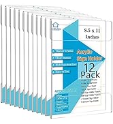 PecMuikee Acrylic Wall Sign Holder 8.5x11, No Drilling Wall Mount Acrylic Sign Holder and Plastic...