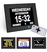TSITSC Large Digital Calendar Day Clock for Seniors, 8" Dementia Clock with 12 Alarms + Auto-Dimm...