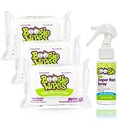 Baby Wipes Unscented &amp; Diaper Rash Cream Spray by Boogie Wipes, 3 Packs of 30 (90 Total Wipes), 1...