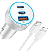 [MFi Certified] iPhone Fast Car Charger, 3-Port 67W USB C Car Charger Super Fast Charging Cigaret...