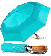 Lejorain Large Folding Golf Umbrella - Compact Mens Umbrellas Travel Rain and Windproof 54inch Co...