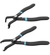 DURATECH 2-Piece Push Pin Pliers Set with 30 Degree and 80 Degree Offset Jaws, Spring Loaded and ...