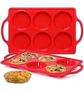 Silicone Egg Molds, 3 Inch Muffin Top Pans Non Stick with Metal Framed, Baking Pan for Breakfast ...