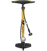 BV Bicycle Ergonomic Bike Floor Pump with Gauge &amp; Smart Valve Head, 160 psi, Automatically Revers...