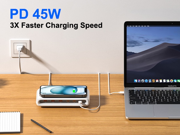 45W max pd charger. 3X faster charging speed