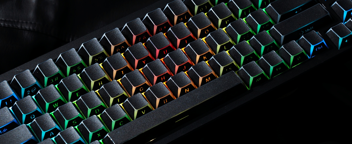 PBT Shine Through Keycaps Manga White, OEM Profile Side Printed Custom Key caps