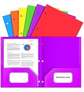 SUNQEBO 6 Pack Folders with Pockets 3 Hole Punched, 2 Pocket Folders Fits 3 Ring Binder, Heavy Du...