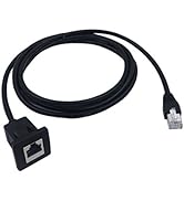CERRXIAN RJ45 Male to Female LAN Ethernet Network Cat 5e Panel Mount Cable (Black)(2m)