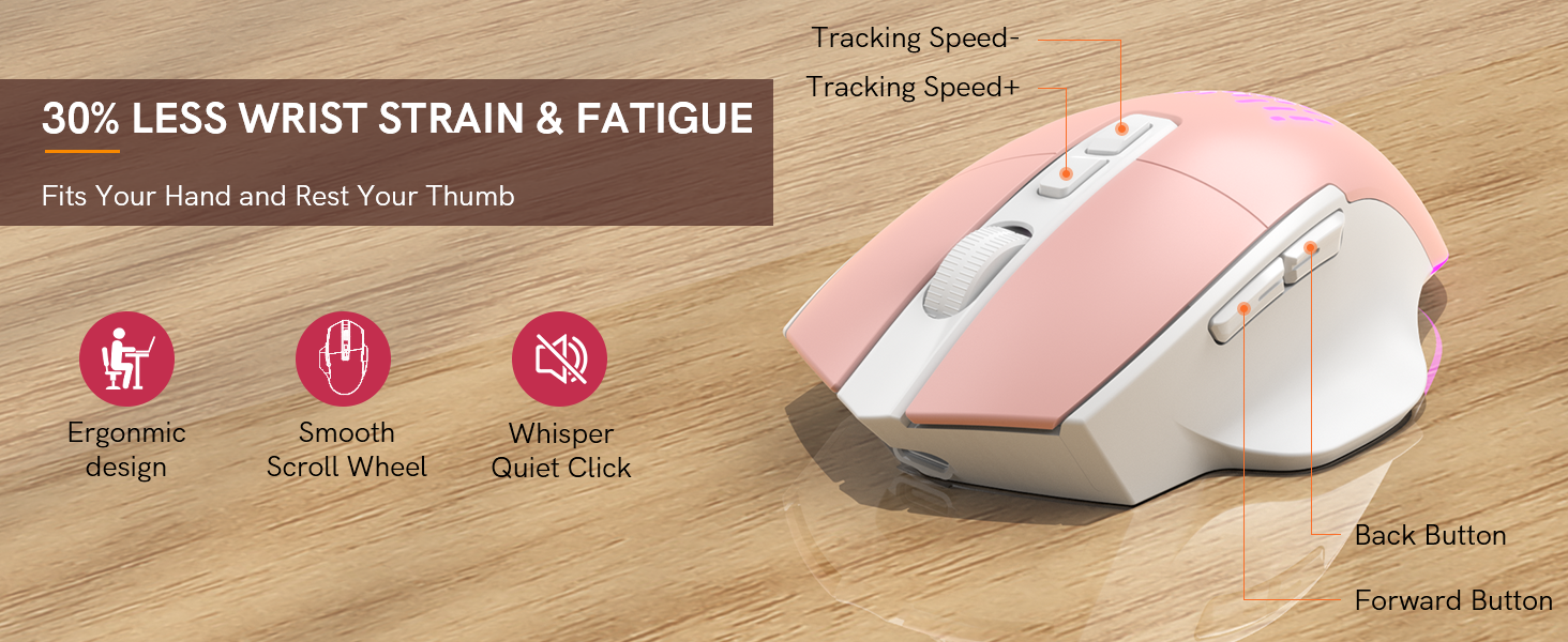 RGB ergonomic wireless mouse for laptop