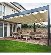 OOTONAT 3' X 18' Retractable Awnings for Patio, Pergola Sliding Shade Cover high-Density Polyethy...