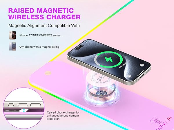 TARKARI Magnetic Wireless Charging RGB Mouse Pad