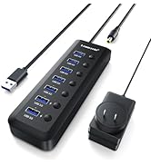 Lemorele 7-in-1 15W USB 3.0 Powered Hub w/2 Charging Ports (5V 1.5A), Individual LED On/Off Switc...