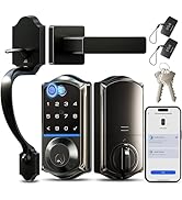 Veise VE017-H Fingerprint Smart Front Door Lock Set, App Control, Keyless Entry Deadbolt with Han...